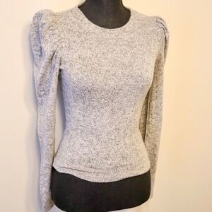 Fashion Nova Gray Knit Top with Puff Sleeves